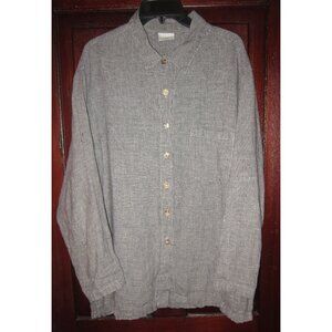 Click Color Me Cotton Sz L Tunic Top Shirt Blouse 100% Linen Checked Houndstooth